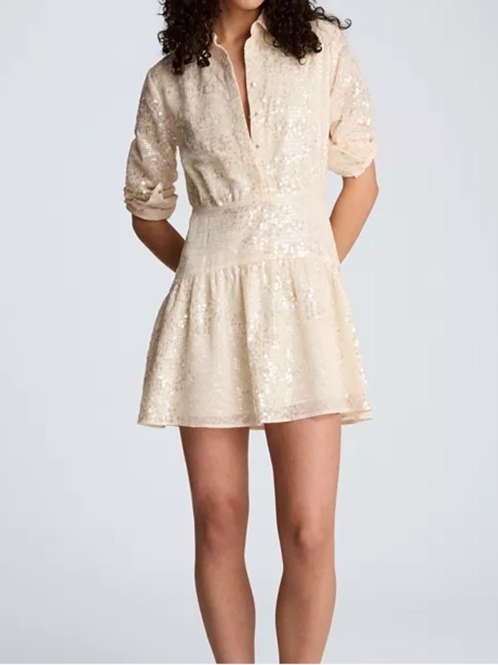 Kenneth Cole Womens Curved Yoke Mini Shirt Oyster Dress